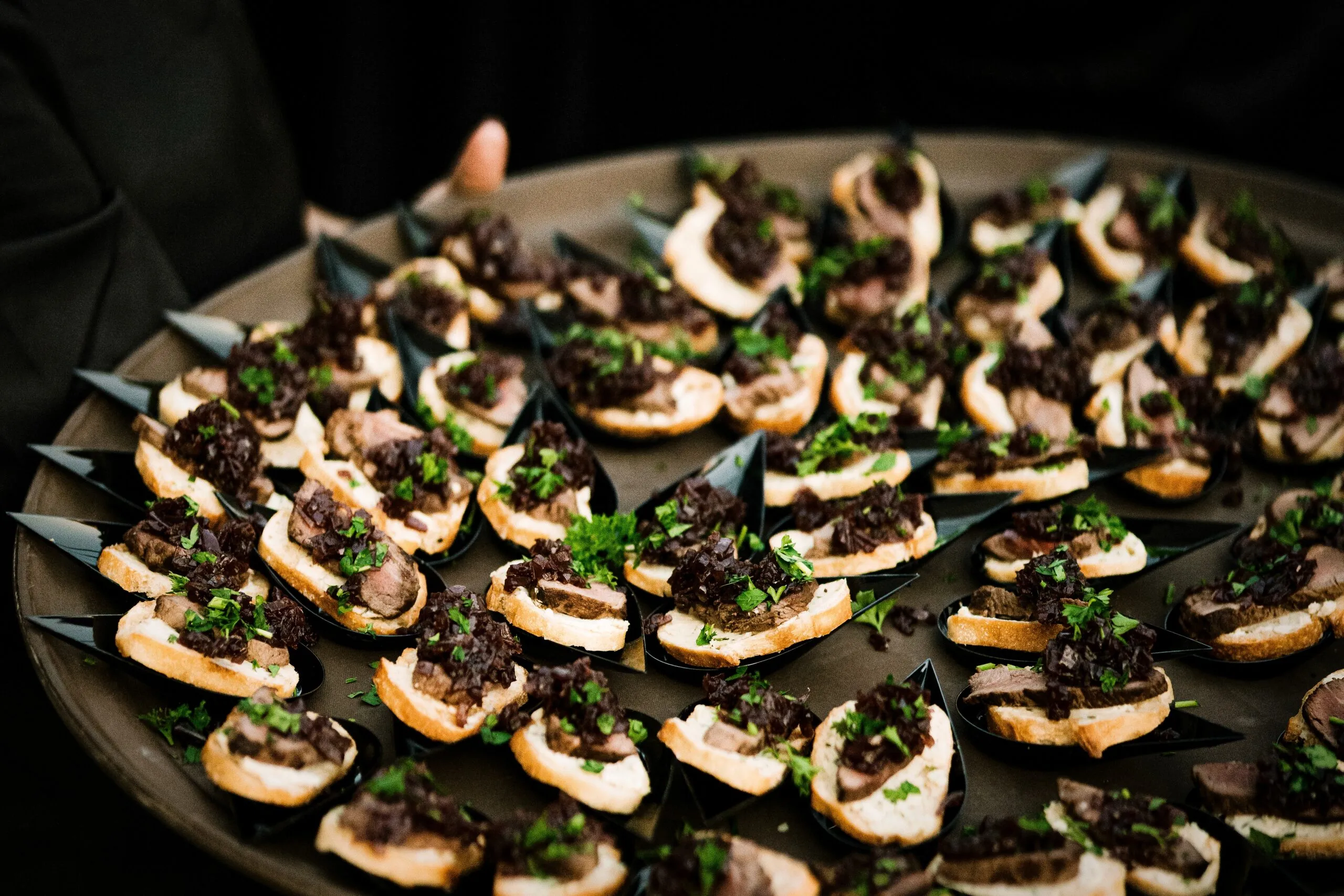 Catering plate of a passed hors d’oeuvres